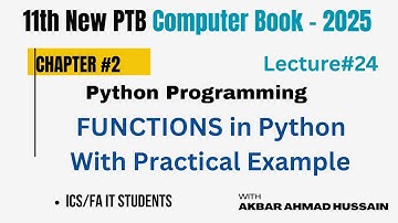 Python Functions Explained in Urdu | 11th Class PTB Computer Book | ICS & FA IT | Types of Functions