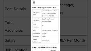 nskfdc vacancy #shorts #short #shortfeed #video #viral