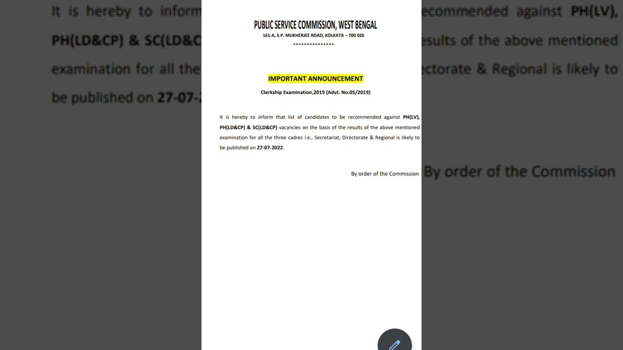 WBPSC Important Announcement 📢 | Clerkship 2019