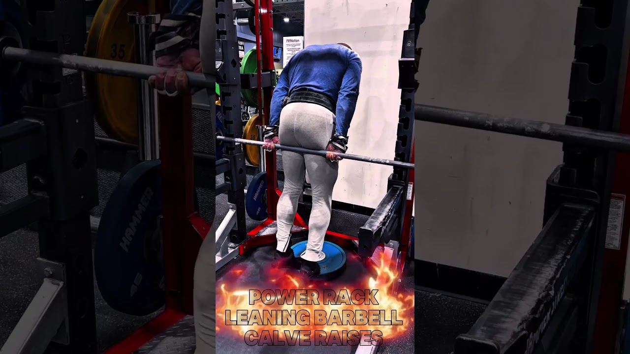 POWER RACK BARBELL LEANING CALVE RAISES #CALVES #workout #motivation #workouttips #pump