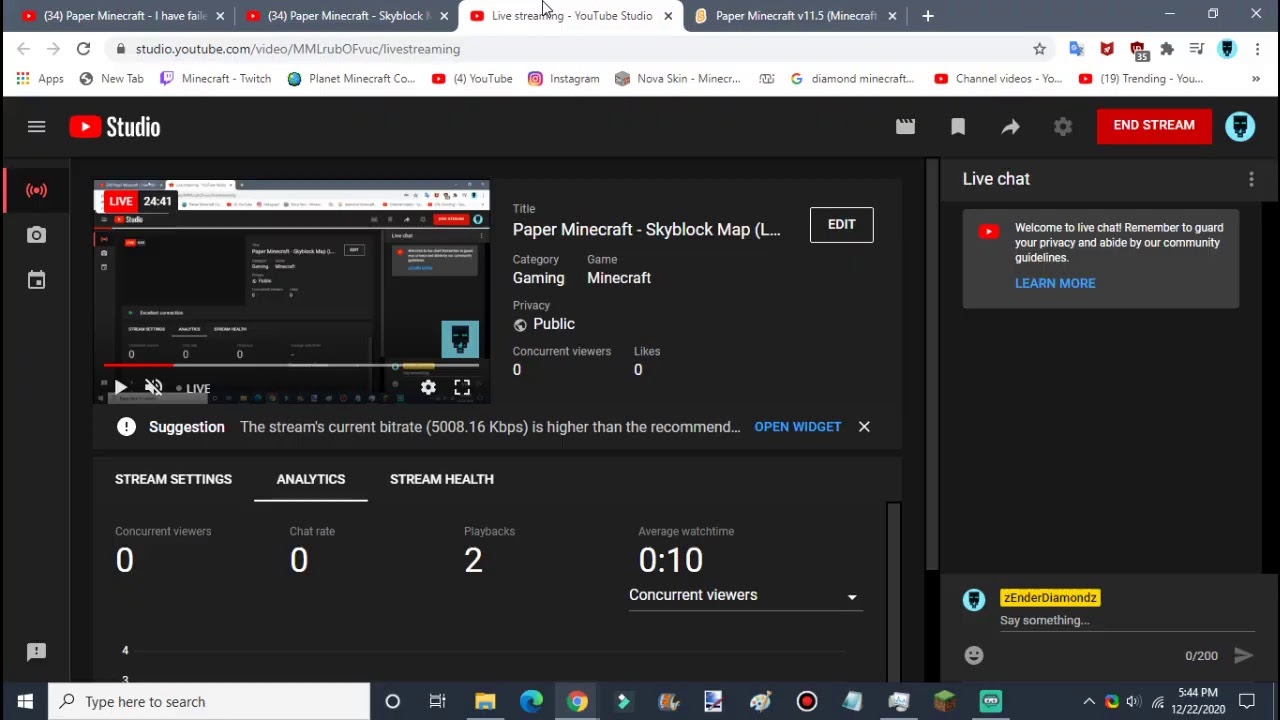 Paper Minecraft Skyblock Map (Live Stream🔴) YouTube