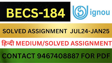 BECS 184 solved assignment 2025 ll Hindi Medium ll JUL24-JAN25