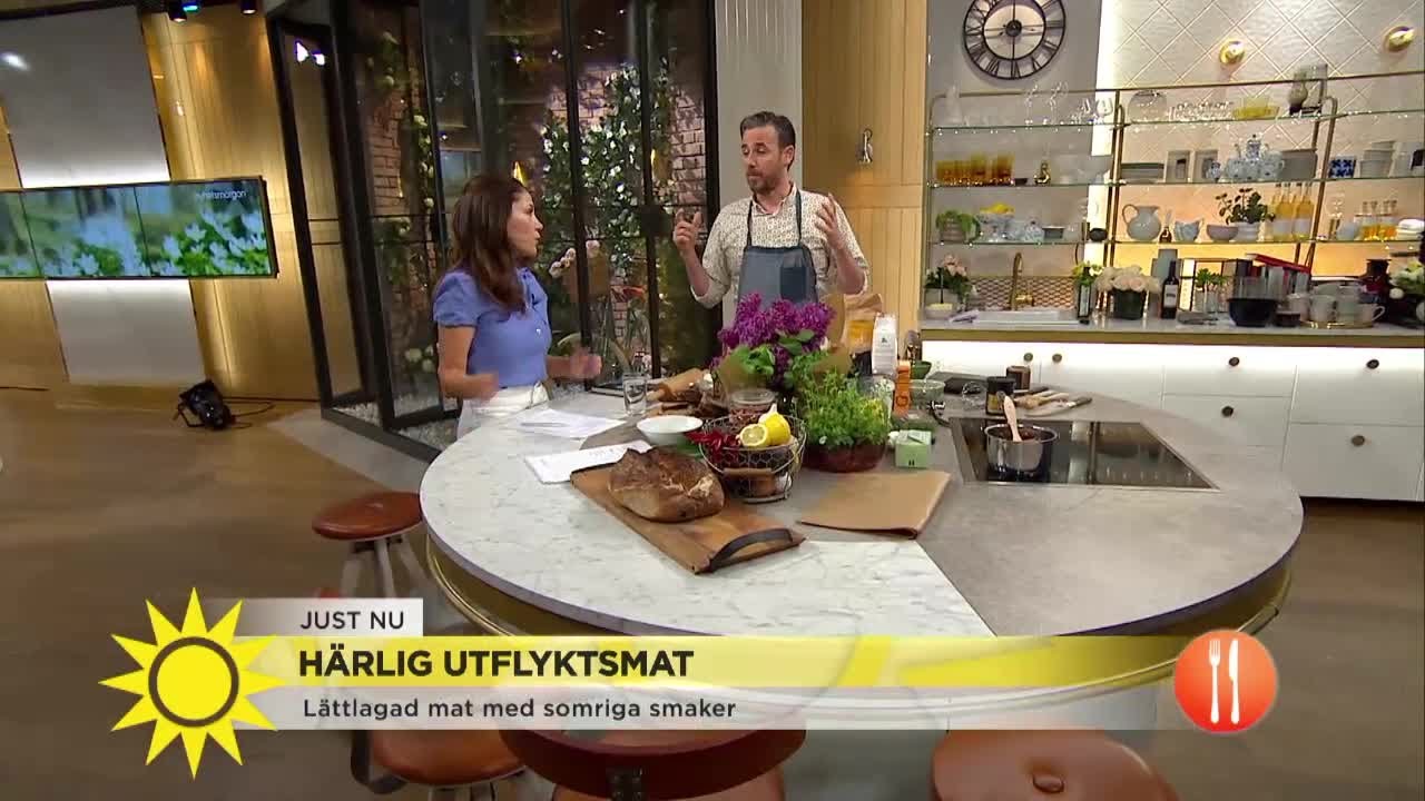 Lättlagad picknicksmat med somriga smaker - och bagarens bästa bullar  - Nyhetsmorgon (TV4)
