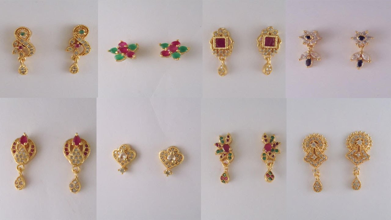 Beautiful 1 Gm Gold Earrings || Stone Earring Designs || Screw Back ...