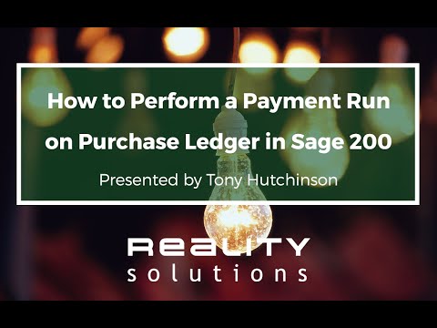 How to Perform a Payment Run on the Purchase Ledger in Sage 200 - video from Reality Solutions