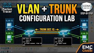 VLAN and Trunk Configuration in Packet Tracer | CCNA 200-301 Lab