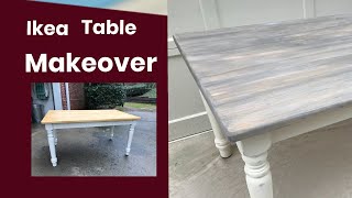 Old table makeover | Grey Driftwood finish | Weathered Wood how to paint ikea table