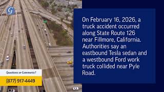 One Killed, One Injured in Truck Accident on SR 126 near Fillmore, CA