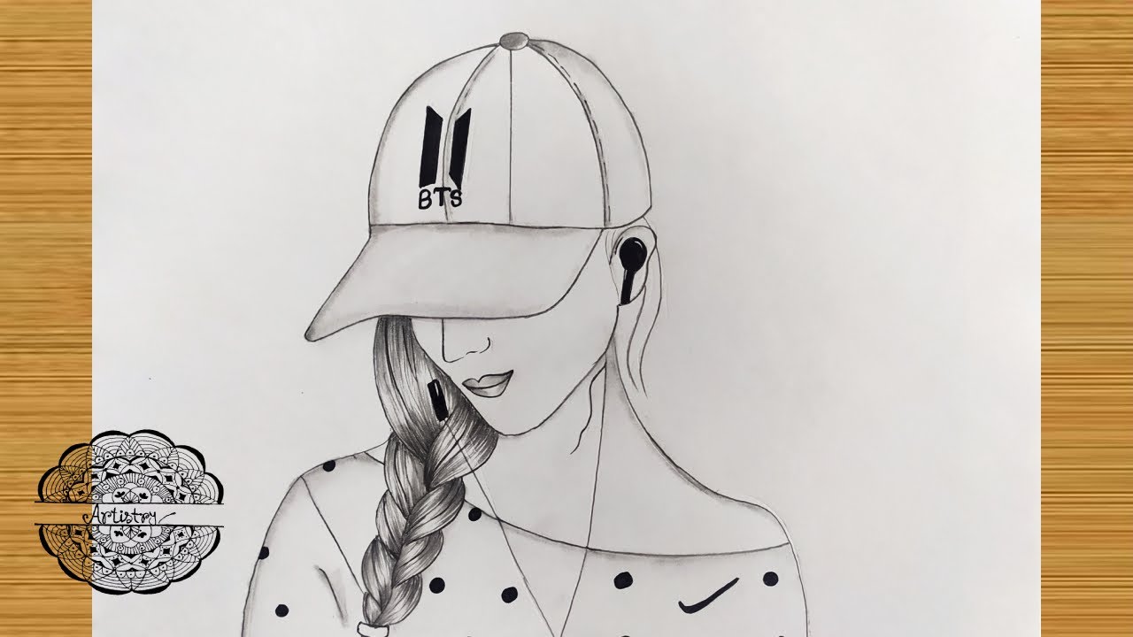 How to draw a Beautiful Girl with earphones for beginners Easy