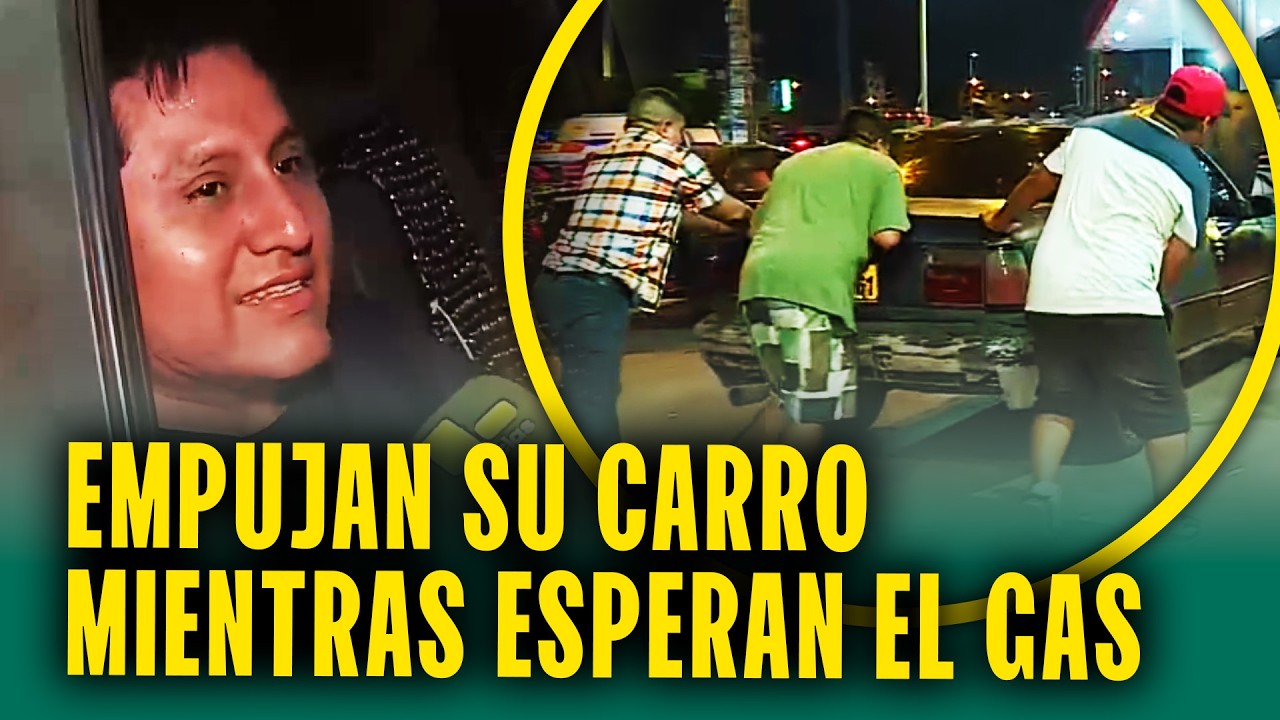 Conductores empujan el carro mientras hacen cola en grifos: Esperan más de cinco horas por gas