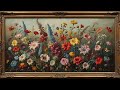 Vintage Wildflower Oil Painting | Botanical Frame TV Art | Colorful Cottage Garden Ambience in 4K