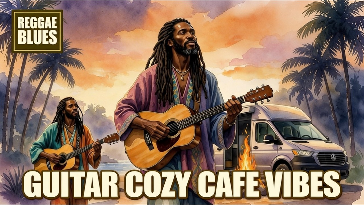Healing Reggae Blues Guitar ☕ Rainy Cafe Music for Relax & Focus (4 Hours)