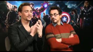 Tom Hiddleston and Robert DowneyJr. chat about The Avengers