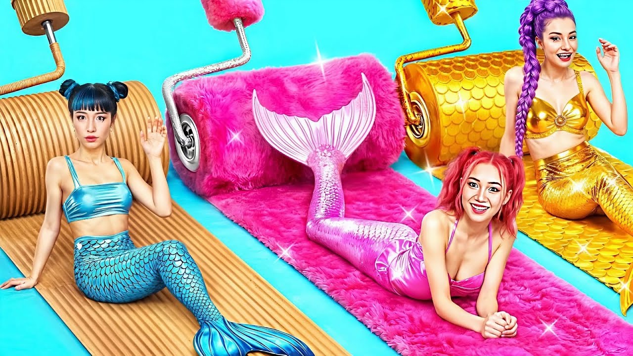 Karton vs Flauschig vs Golden Huntrix Glow Up | KPop Demon Hunters Meerjungfrauen-Makeover