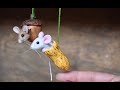 How to Needle Felt a Tiny Mouse In Nutshell Decoration - DIY