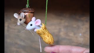 How to Needle Felt a Tiny Mouse In Nutshell Decoration  DIY