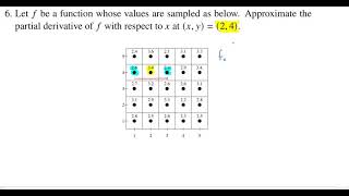 Approximating Partial Derivatives, Superquiz 1 Problem 6