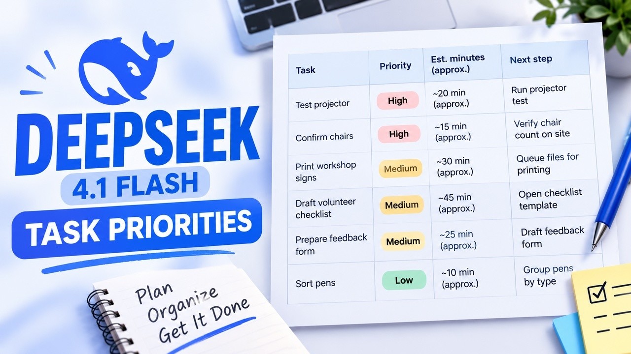 DeepSeek 4.1 Flash Tutorial: Create a Task Priority Table - YouTube