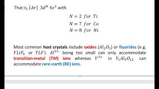 Slide 142-A Introduction to Solid State Lasers, Rare Earth Elements, Transition Metal Elements