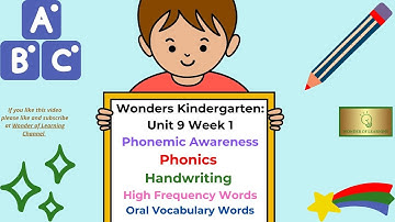 Wonders~ Kindergarten~ Unit 9 Week 1