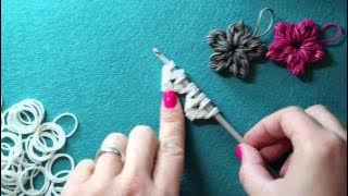 Rainbow Loom Band Flower Charm - New Loomless Design | Tutorial