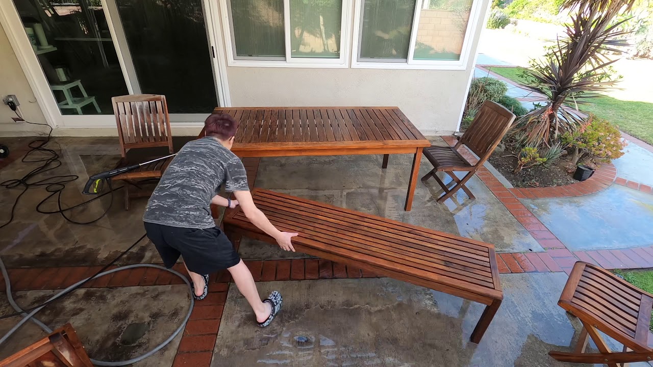 Power Washing LA Smog (off our Teak Table) YouTube