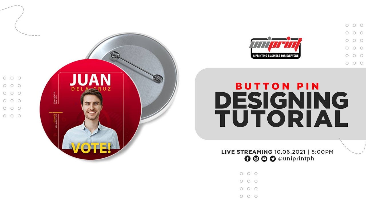 FB LIVESTREAMING: Button Pin Designing Tutorial - YouTube