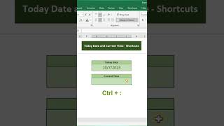 Excel Shortcuts Keys | Generate Today's Date & Current Time #shorts
