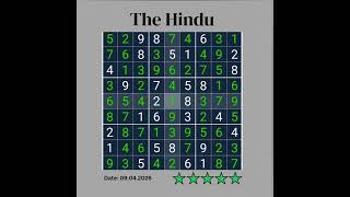 The Hindu | #sudoku | 09.04.2026 | 5 Star