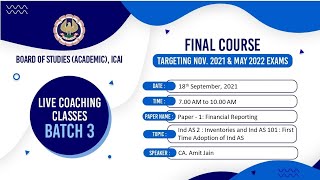 Final Paper 1: FR | Topic: Ind AS 2 : Inventories and Ind AS 101...| Session 1 | 18 September, 2021 Update