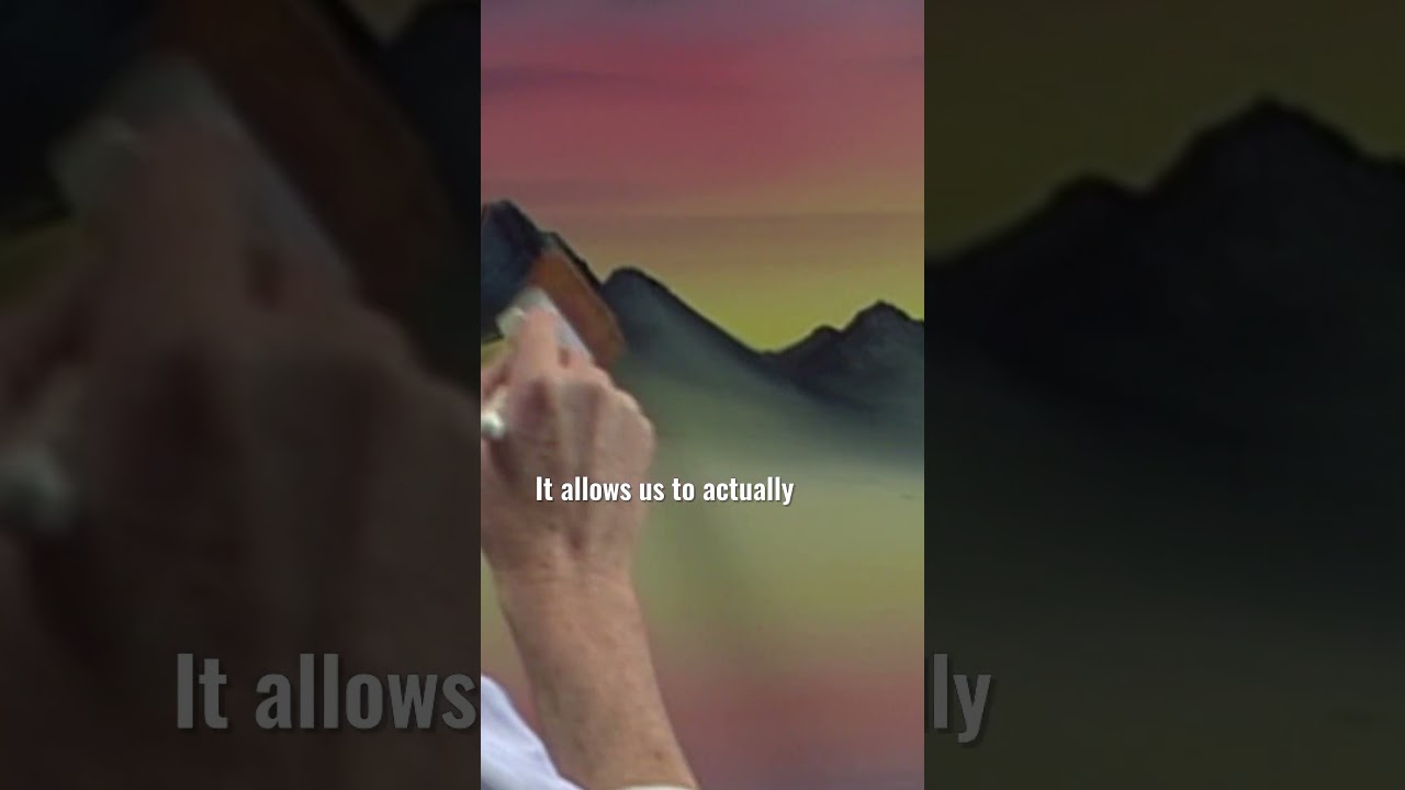 Bob Ross blends a mountain into his painting #paintlikebobross #bobross #painting #asmr