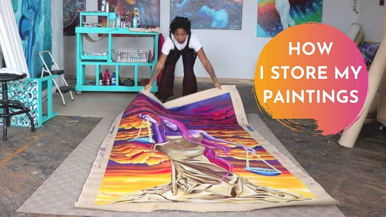 HOW I STORE HUGE PAINTINGS; Art Studio Canvas Storage; In the