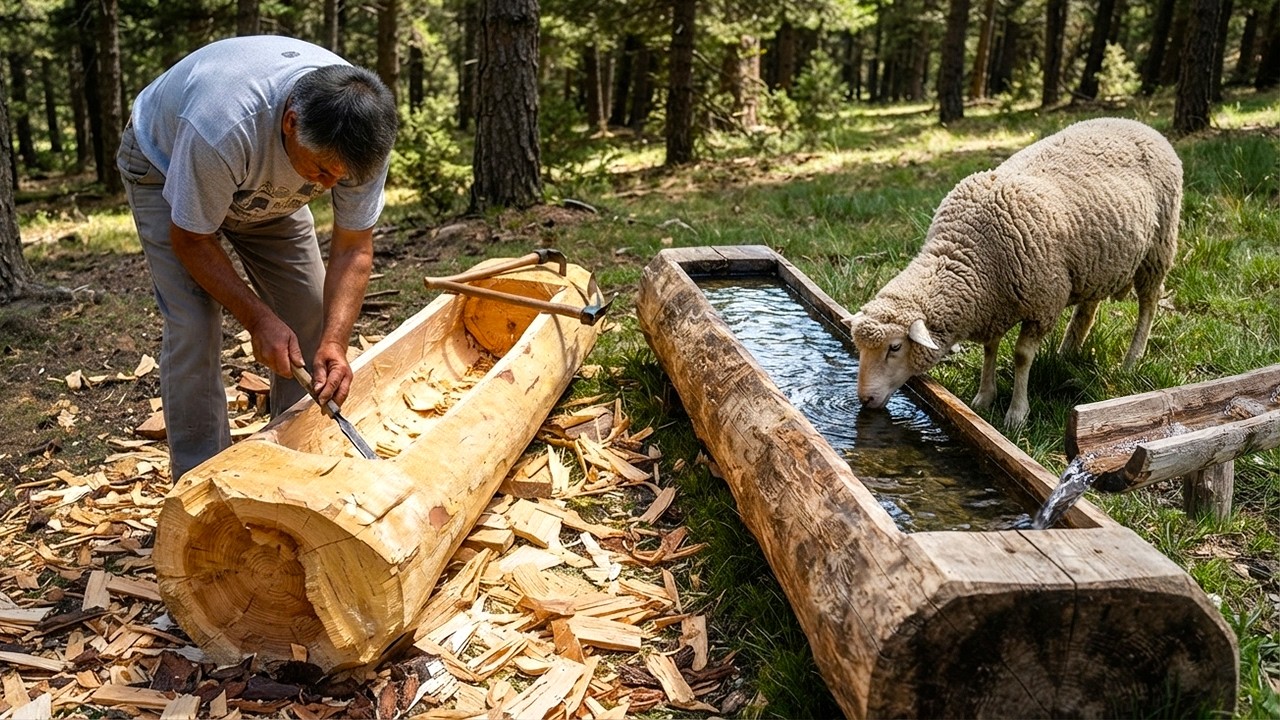 El BEBEDERO MÁS ANTIGUO para los animales del monte: el GAMELLÓN | AGUA PURA en este tronco tallado