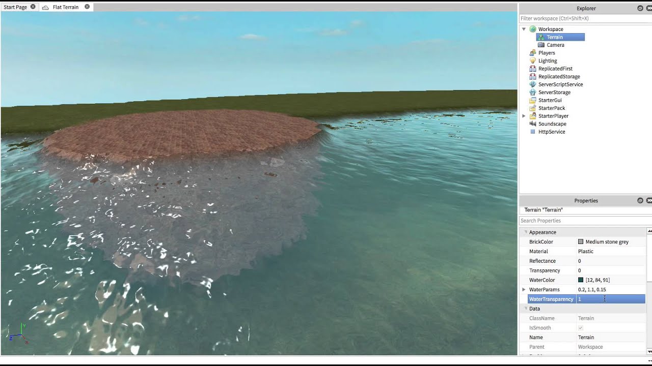 Roblox Smooth Terrain Water Color Transparency Youtube - roblox how to make smooth terrain volcano youtube