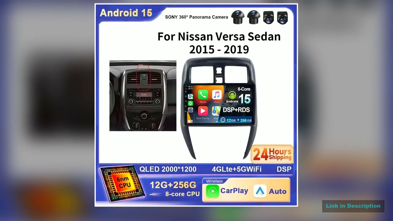 For Nissan Versa Sedan 2015 2016 2017 2018 2019 Android 15 2Din Autoradio Auto Car Radi 4G QLED