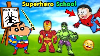 Shinchan Opened SUPERHERO SCHOOL 😎 || 😂 Funny Game Roblox screenshot 4