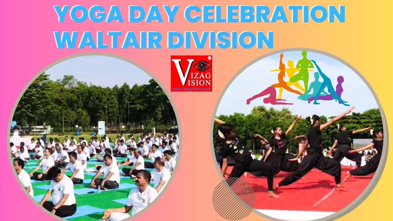11th International Yoga day celebration by Waltair Division at Waltair Railway Cricket Stadium