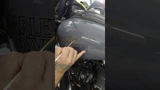 outlining harley davidson logo by hand #handpainted #pinstriping #art #precision #details