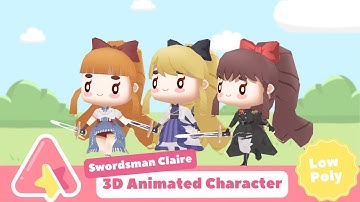 [UNITY ASSETS] 3D Chibi Swordsman Claire | Animated Low-Poly Game Character|