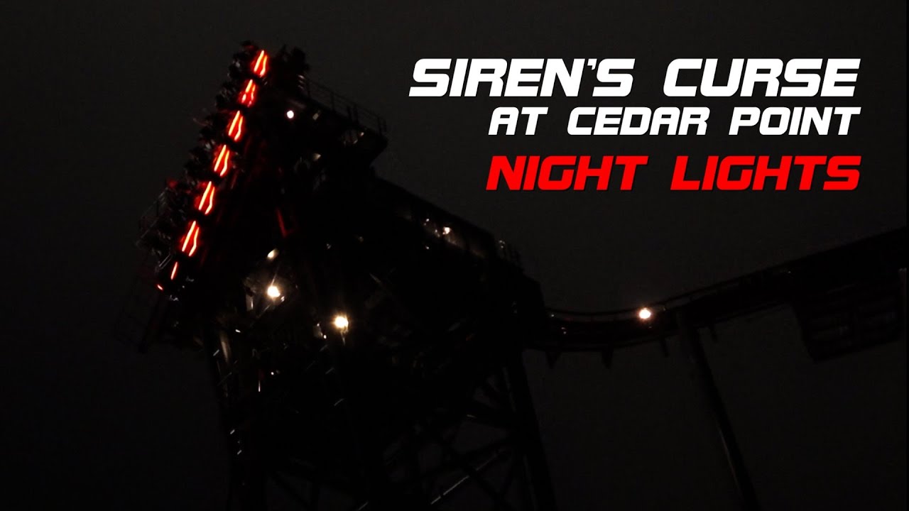 Siren's Curse at Cedar Point | Night Lights | July 2025 | tilt coaster