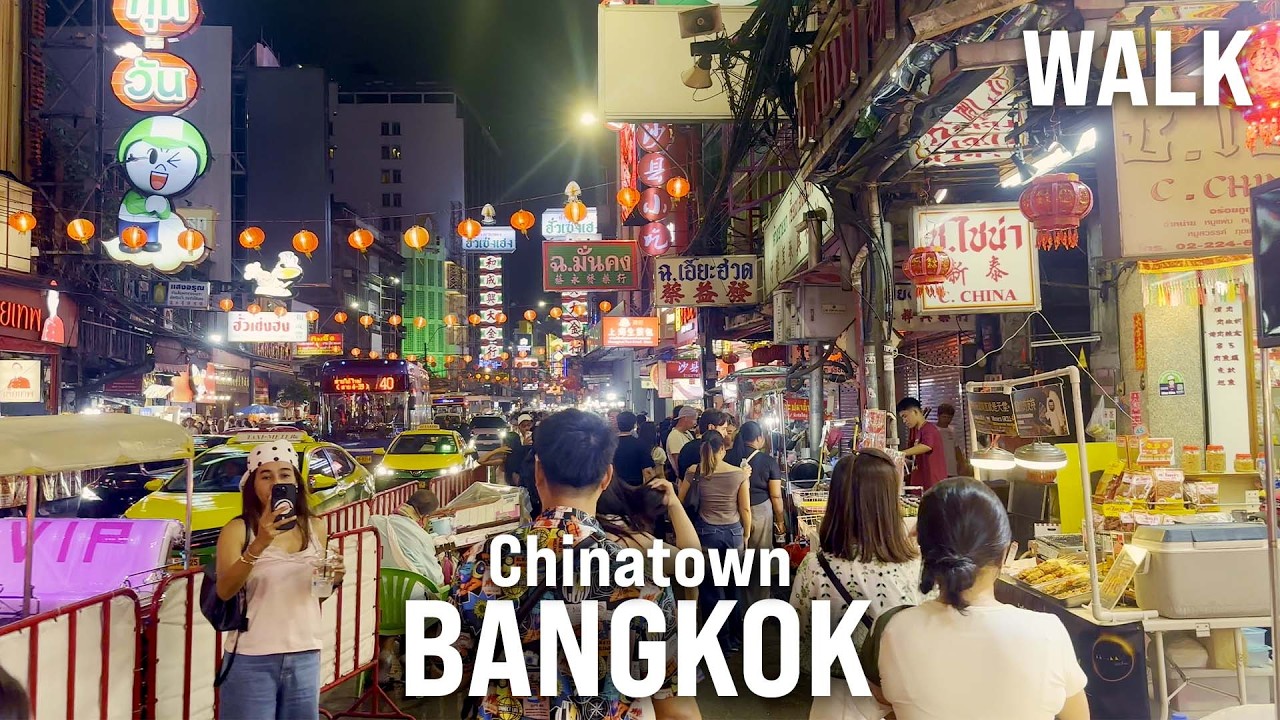 Bangkok, Thailand | Chinatown | Kvällspromenad i Staden 4K