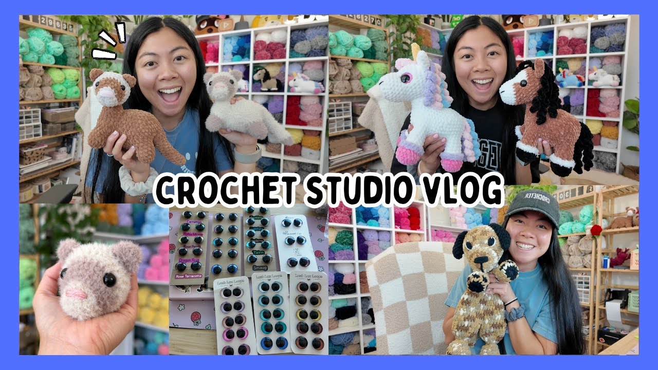 Crochet Studio Vlog 🌷 My Cutest Pattern of 2025?! Horses, Ferrets, and More! 🧶 Crochet With Me Vlog