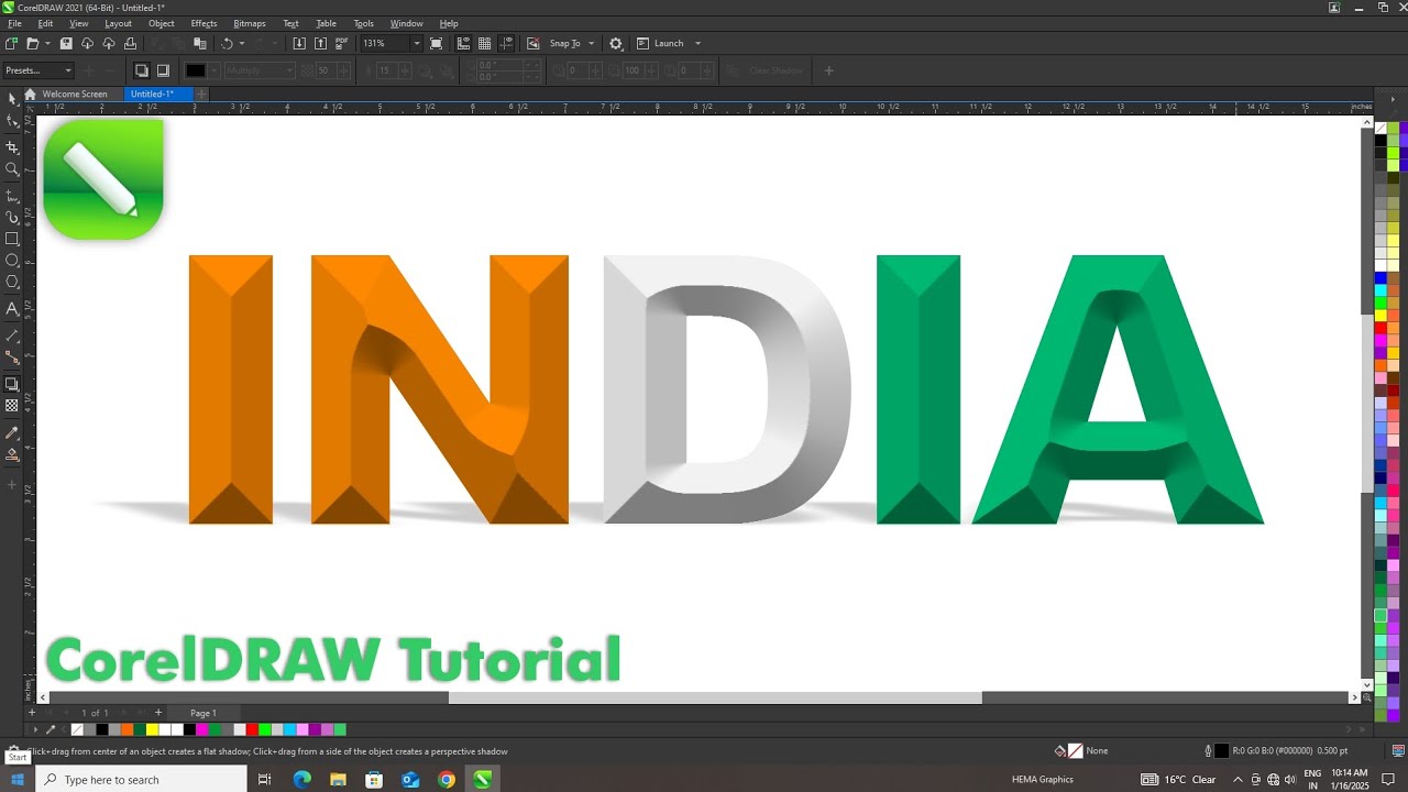 Coreldraw - How To Make Text Creative India Flag Design in Coreldraw