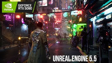 Unreal Engine 5.5 Cyber Streets Tech Demo | RTX 5090