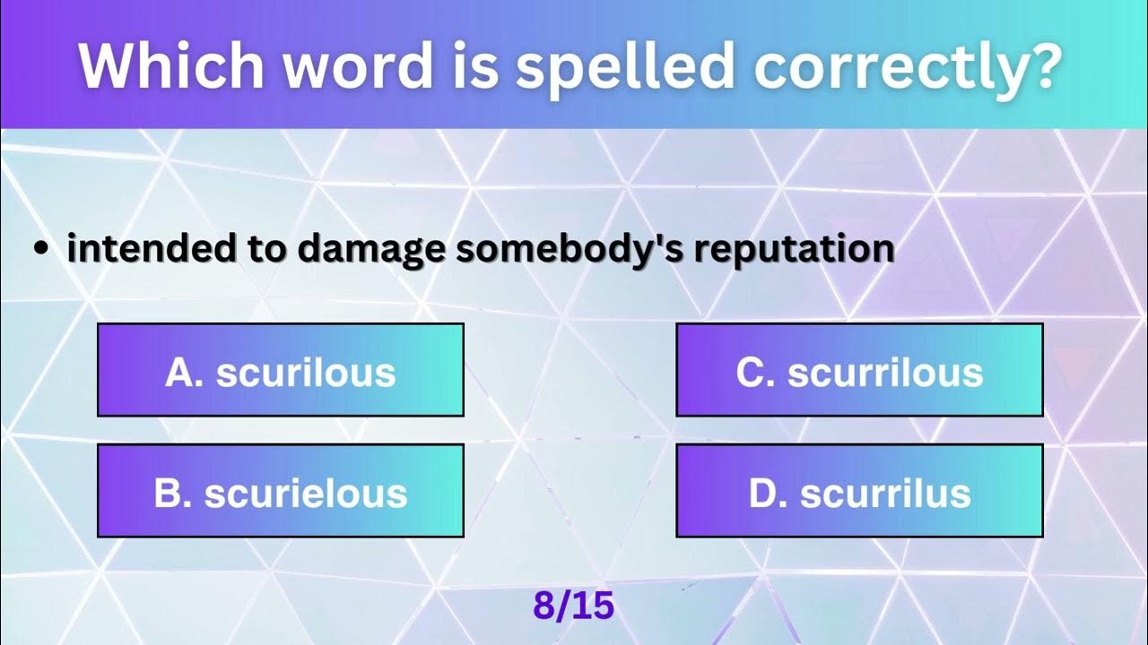 15 English Vocabulary SPELLING QUIZ 3 YouTube