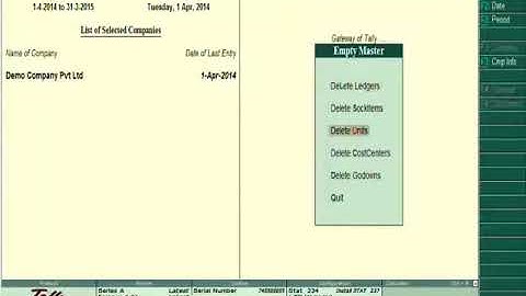 Delete Unused Ledgers/StockItems/CostCenters/UOM/Godowns
