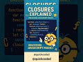 Closures in JavaScript Explained 🔒 | Master the Magic of Inner Functions! #quickcoded #webdesign