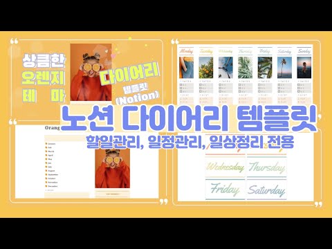 [공유] 할일관리, 일정관리, 감사일기가 있는 오렌지 테마 노션 다이어리 템플릿 만들기