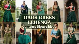 💚 Dark Green Lehenga Contrast Blouse Designs 2026 | 50+ Contrast Blouse Ideas for Dark Green Lehenga screenshot 4