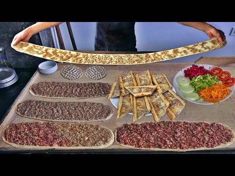 Traditional Meat Bread Recipe | Turkish Style Local Long Pita Making